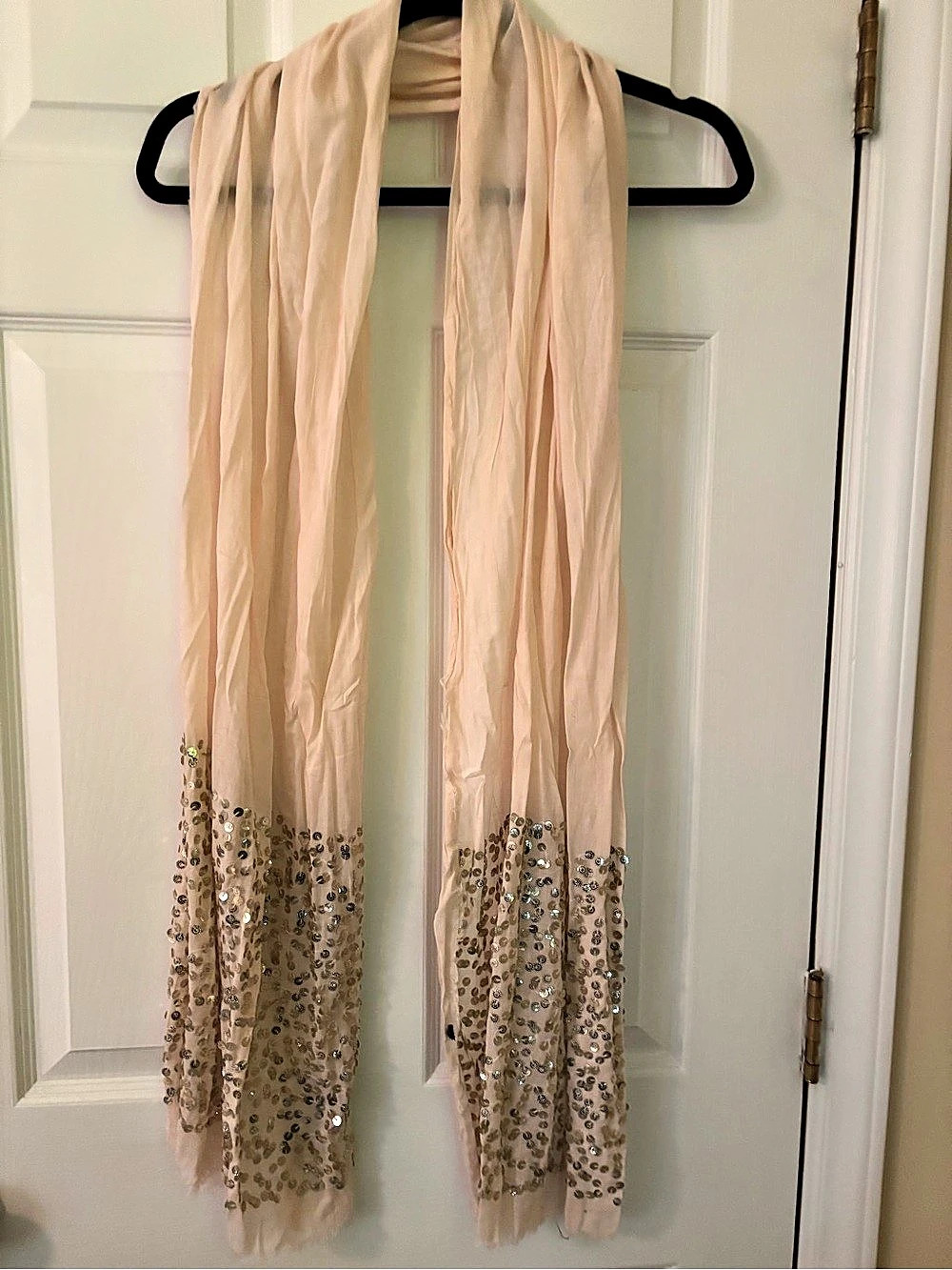 Embellished Scarf in Pink & Gold Like New